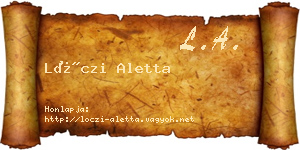 Lóczi Aletta névjegykártya